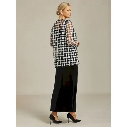 Women's Jacket Coat Blazer Lace Embroidered Color Block Elegant Floral Anniversary Wedding Guest Daily Cocktail Party Open Front Regular Crewneck Regular Fit Long Sleeve Outerwear Black - Image 5