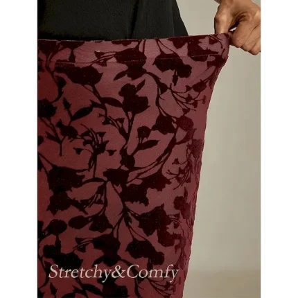 Women's Skirt Trumpet / Mermaid Elegant Vintage Maxi High Waist Skirts Stretchy Wine Spring Velvet - Image 3