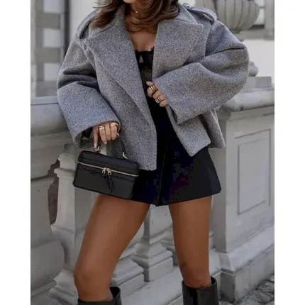 Women's Casual Jacket Warm Comfortable Pocket Buttons Fashion Outdoor Plain Going out Weekend Single Breasted Regular Lapel Regular Fit Long Sleeve Outerwear Black White Apricot Fall Winter - Image 6