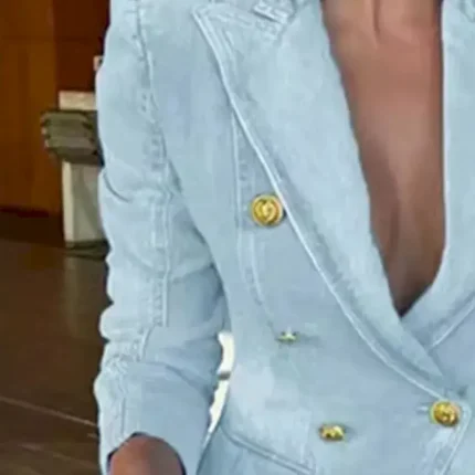 Women's Blazer Comfortable Pocket Buttons Elegant Fashion Outdoor Plain Going out Casual Daily Weekend Cardigan Regular Lapel Regular Fit Long Sleeve Outerwear Black Blue Dark Blue Spring Fall - Image 4