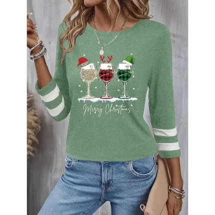 Women's Holiday Sweater V-neck Lights Pattern Long Sleeve Casual Comfort Fit Festive Winter Apparel Knit Jumper Black Multicolor Plus Size - Image 3