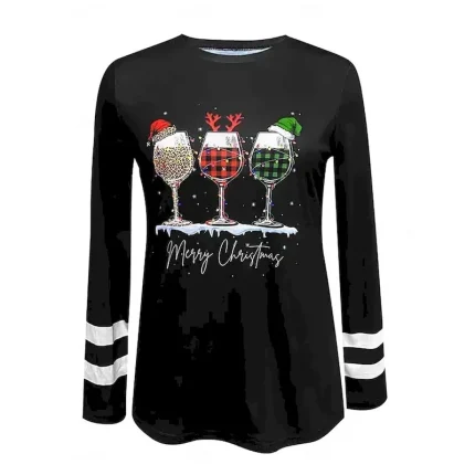Women's Holiday Sweater V-neck Lights Pattern Long Sleeve Casual Comfort Fit Festive Winter Apparel Knit Jumper Black Multicolor Plus Size - Image 4