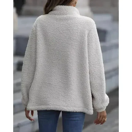 Women's Fleece Jacket Coat Warm Comfortable Patchwork Zipper Pocket Fashion Modern Casual Leopard Going out Weekend Zipper Regular Turndown Regular Fit Long Sleeve Outerwear Black Wine Army Green - Image 5