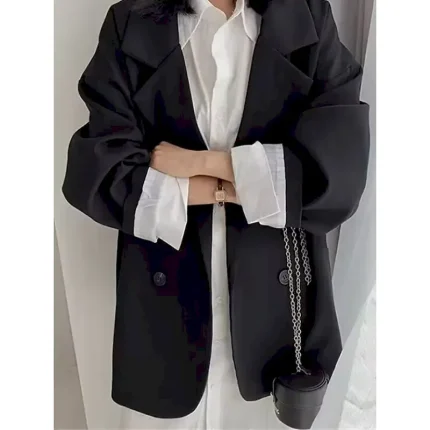 Women's Blazer Breathable Comfortable Patchwork Pocket Daily Modern Solid Color Work Casual Daily Regular Turndown Regular Fit Long Sleeve Outerwear Black Ivory Brown Fall Winter - Image 5